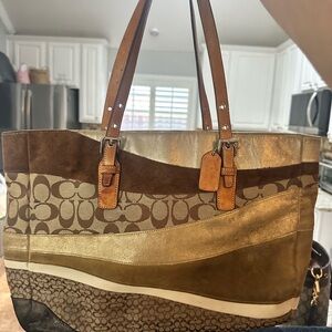 Vintage EUC Coach 1441 Tan Gold Brown Patchwork Leather Tote Bag